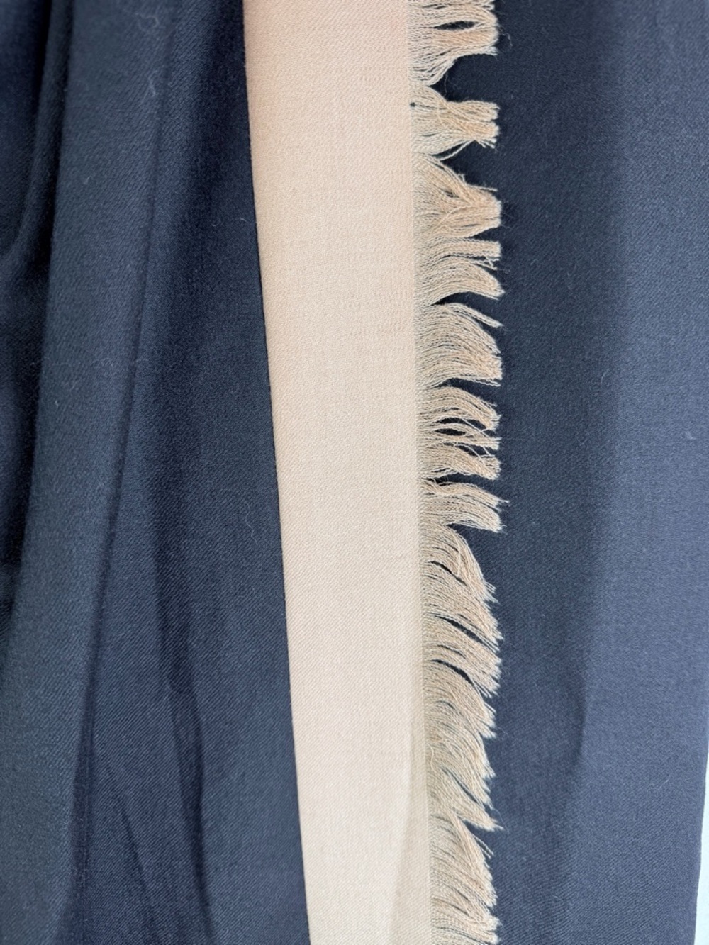 David N Black Wool Fringe Skirt 10 Tan Trim Straight Midi - Picture 2 of 6